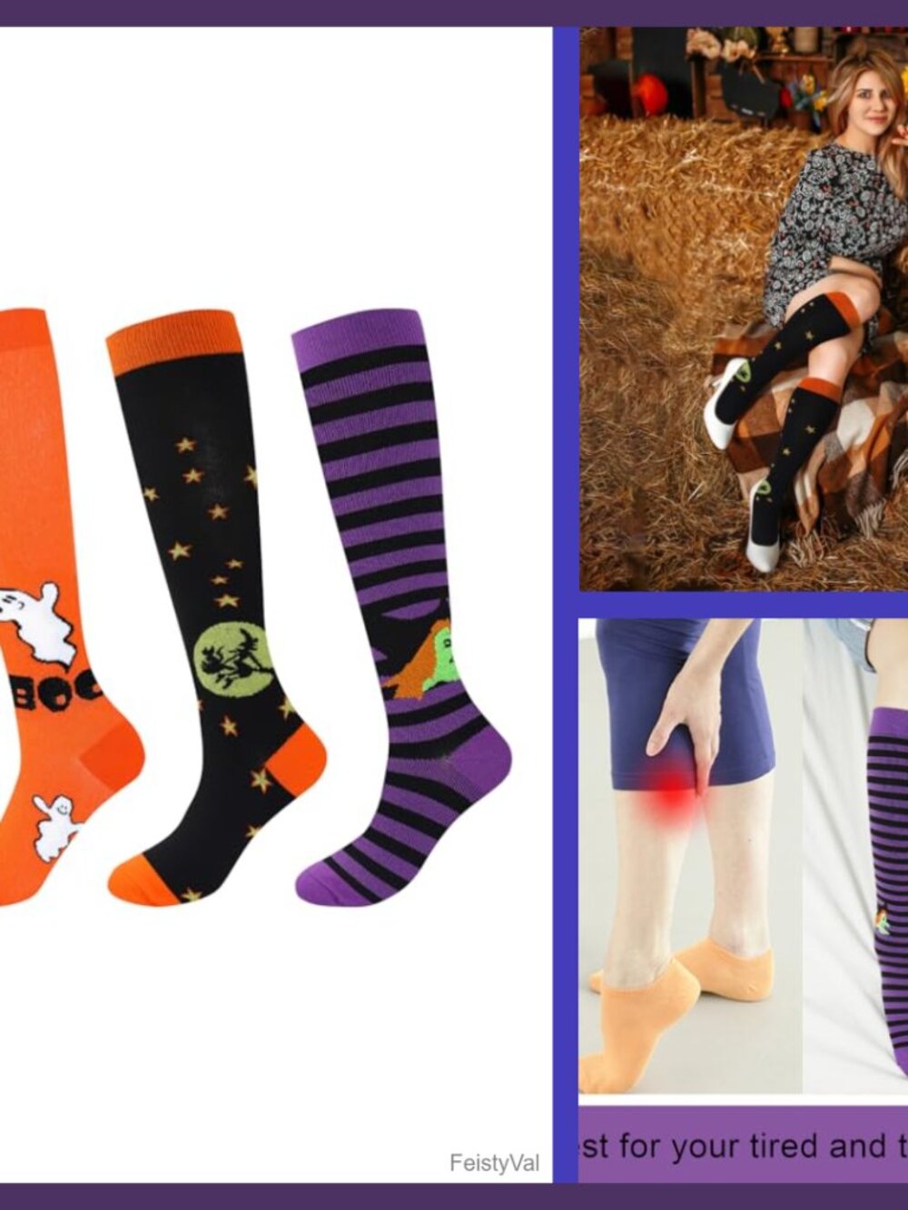 Junely 3 Pack Compression Socks Knee High Support Stockings